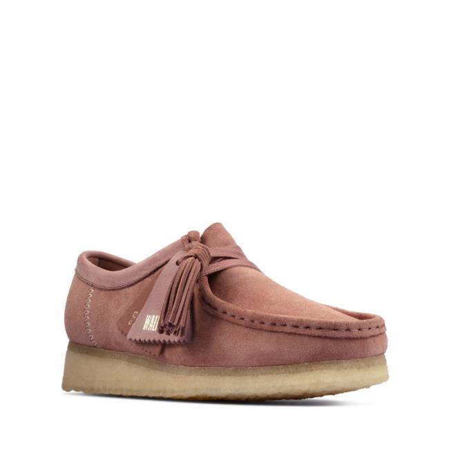 Women's Clarks Wallabee Flat Shoes Pink | CLK175MPY