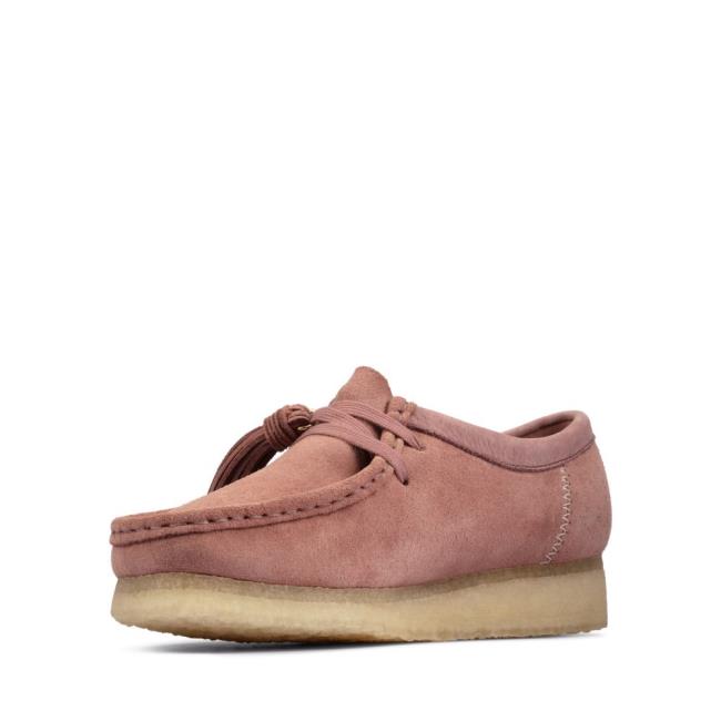 Women's Clarks Wallabee Flat Shoes Pink | CLK175MPY