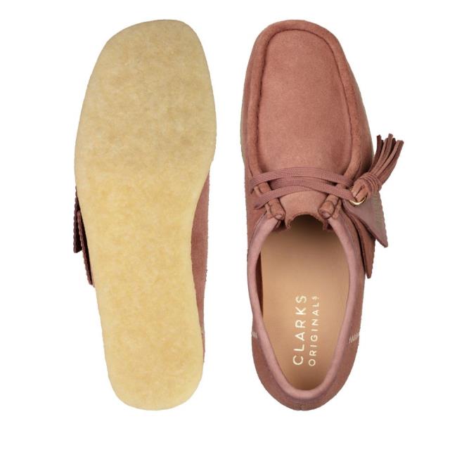 Women's Clarks Wallabee Flat Shoes Pink | CLK175MPY