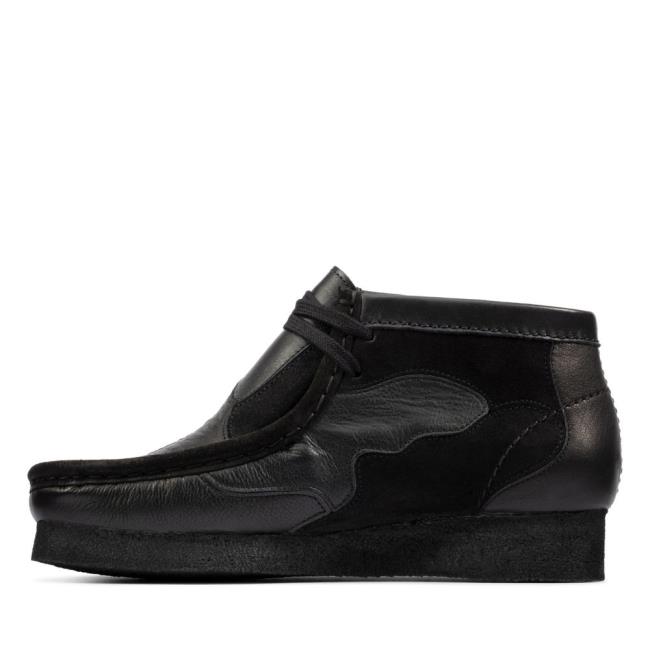 Women's Clarks Wallabee Patch Casual Boots Black | CLK018YSV