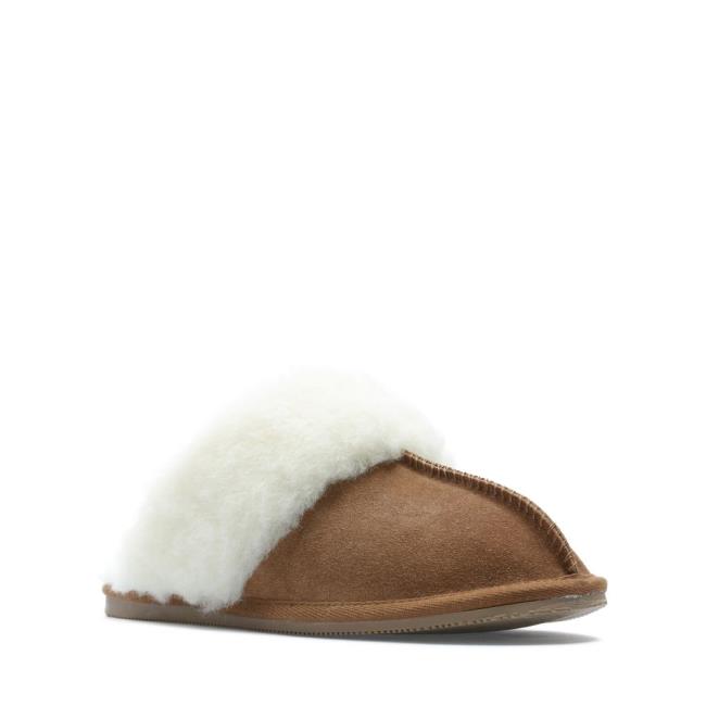 Women's Clarks Warm Lux Slippers Brown | CLK957ICF