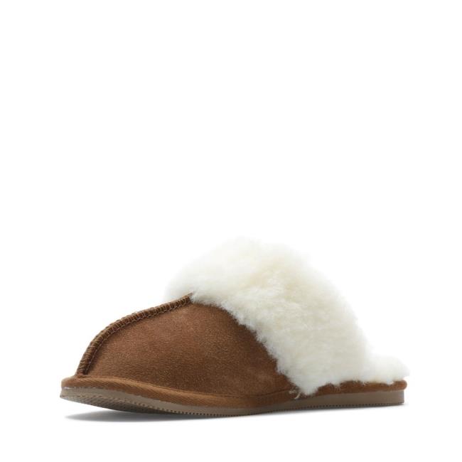 Women's Clarks Warm Lux Slippers Brown | CLK957ICF