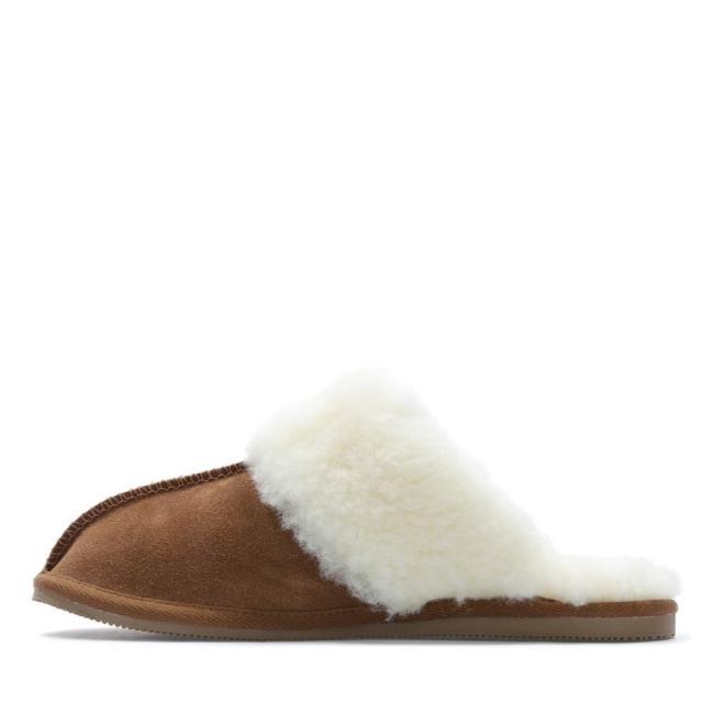 Women's Clarks Warm Lux Slippers Brown | CLK957ICF