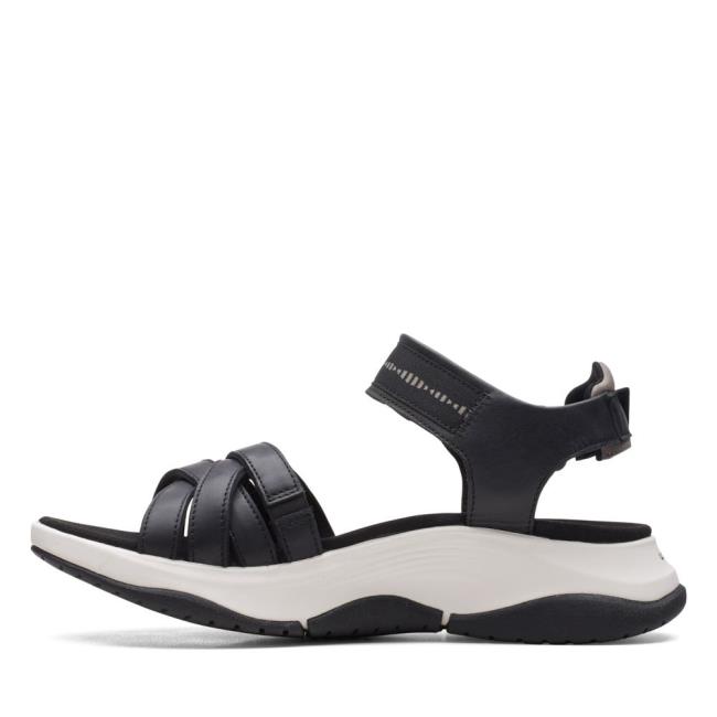 Women's Clarks Wave2.0 Sail. Sandals Black | CLK809BOJ