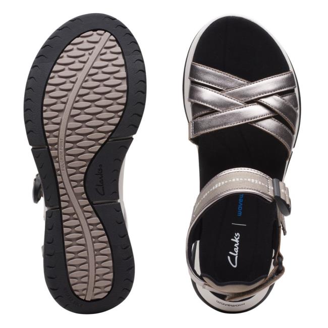 Women's Clarks Wave2.0 Sail. Sandals Blue Grey | CLK370OIE