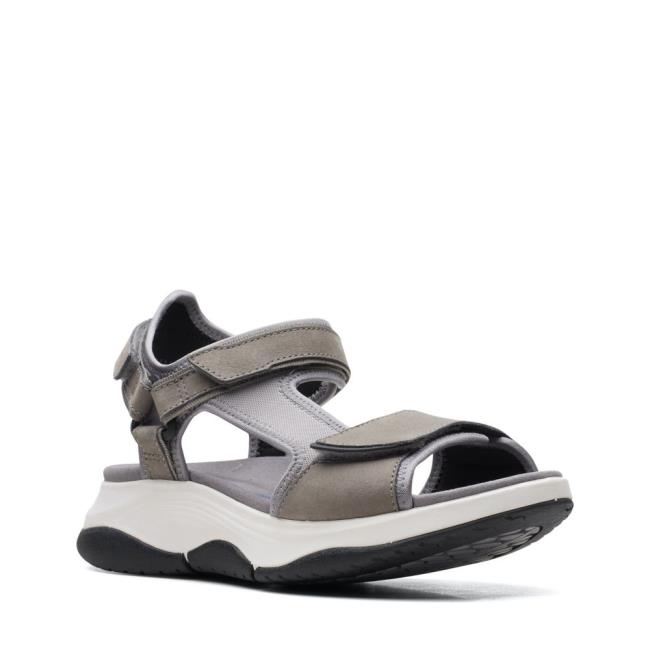 Women's Clarks Wave2.0 Skip. Sandals Grey | CLK280FLT