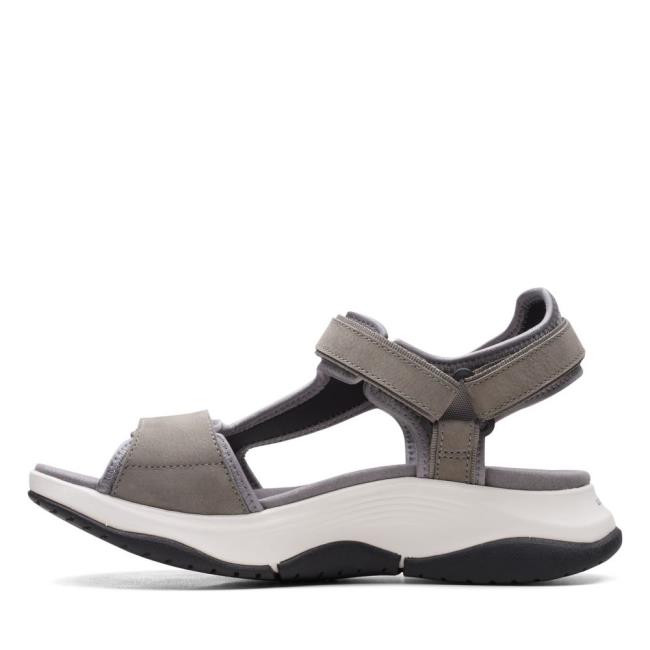 Women's Clarks Wave2.0 Skip. Sandals Grey | CLK280FLT