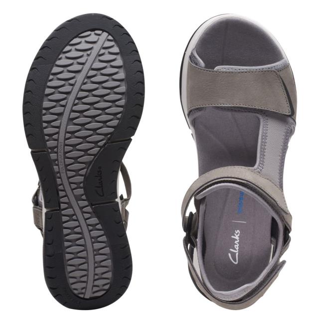 Women's Clarks Wave2.0 Skip. Sandals Grey | CLK280FLT