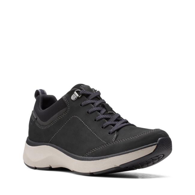 Women's Clarks Wave 2.0 Lace. Black Shoes Black | CLK920BQK