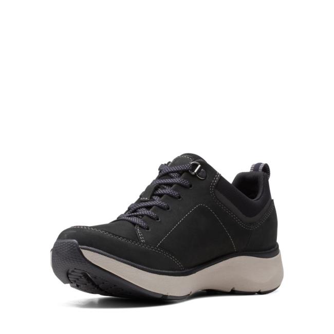 Women's Clarks Wave 2.0 Lace. Black Shoes Black | CLK920BQK