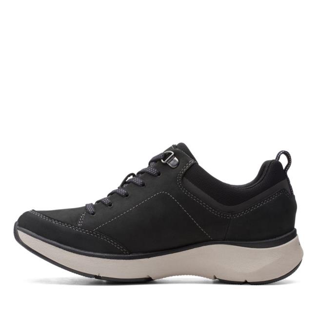 Women's Clarks Wave 2.0 Lace. Black Shoes Black | CLK920BQK